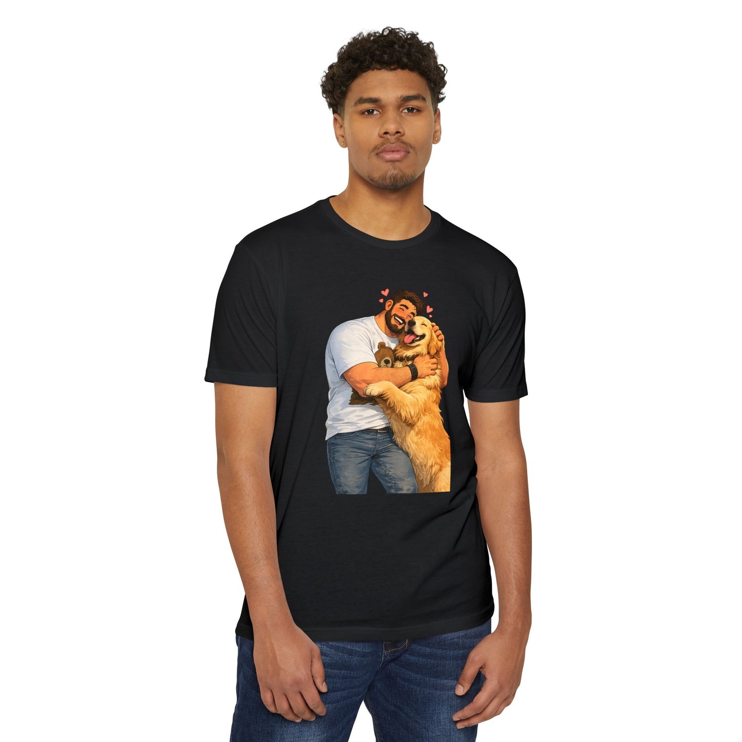 Man Hugging Golden Retriever Illustration | Personalize yours
