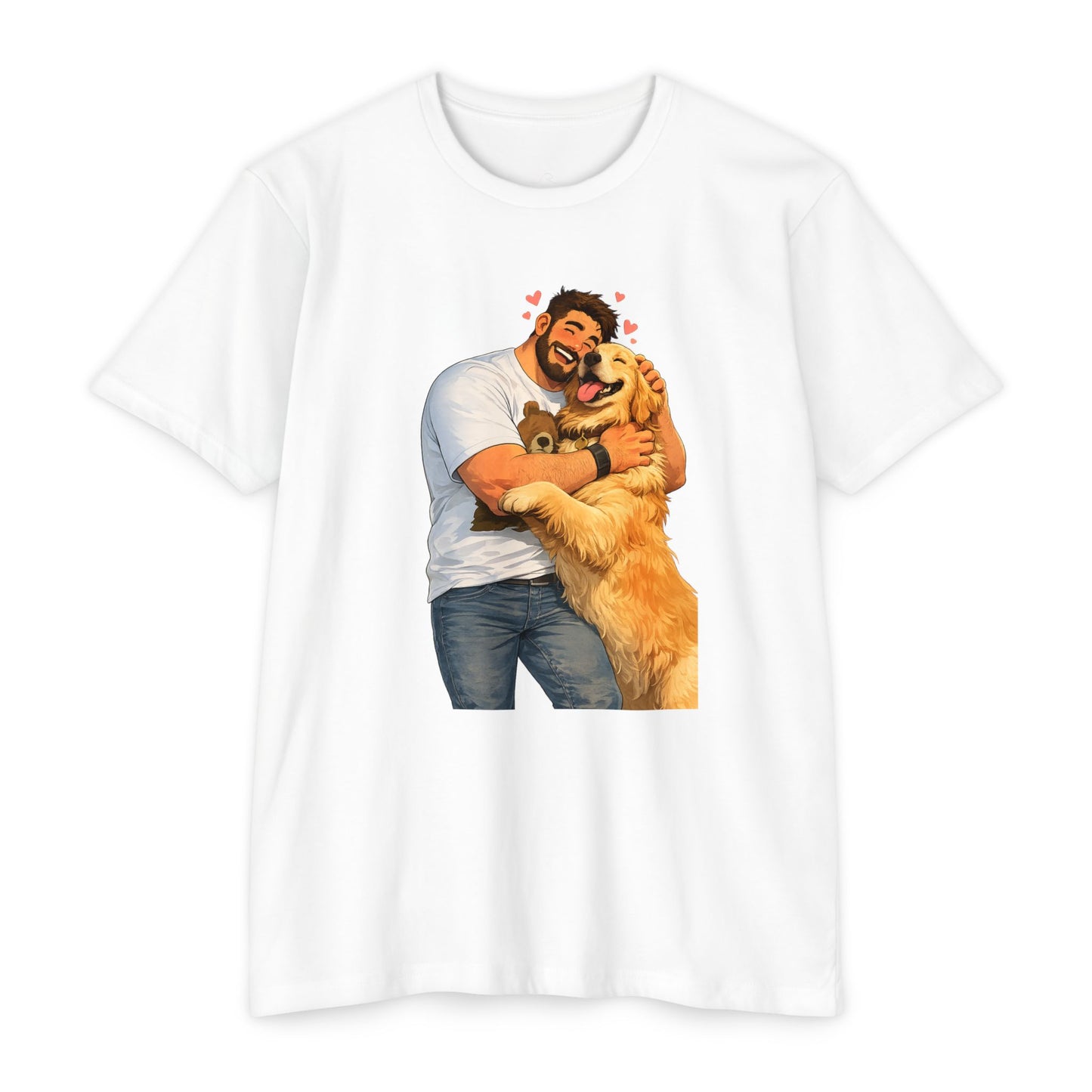 Man Hugging Golden Retriever Illustration | Personalize yours