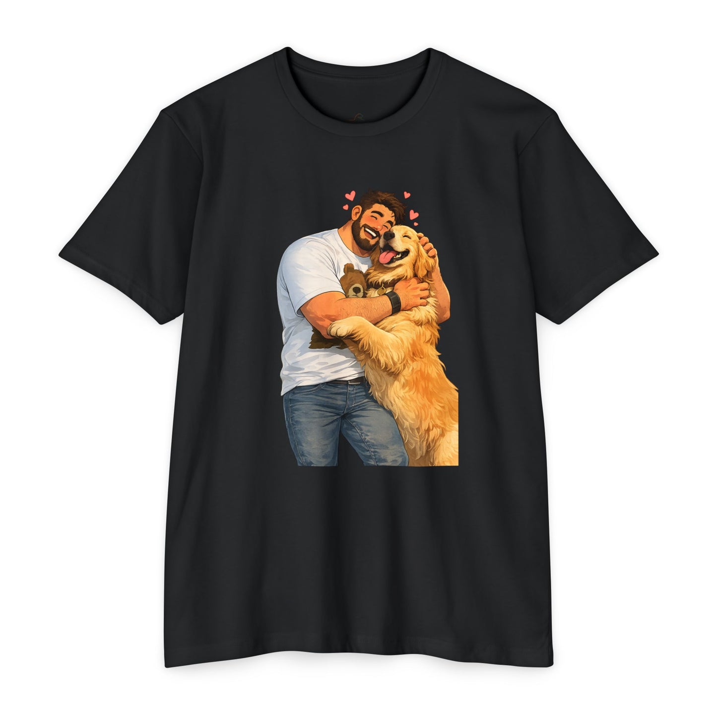 Man Hugging Golden Retriever Illustration | Personalize yours