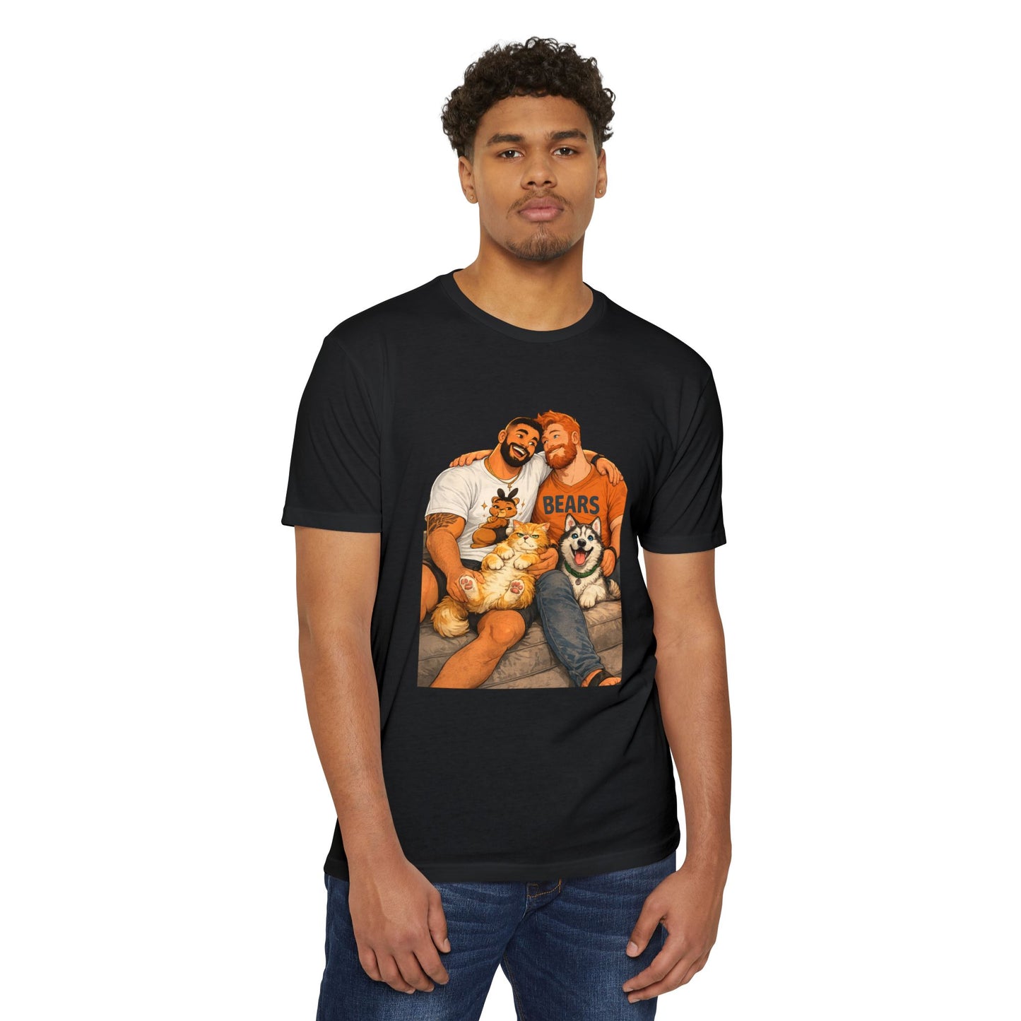 Bear Pride Couple T‑Shirt — Cozy Gay Couple Illustration with Dogs