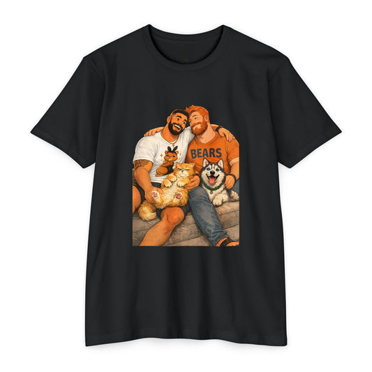 Bear Pride Couple T‑Shirt — Cozy Gay Couple Illustration with Dogs