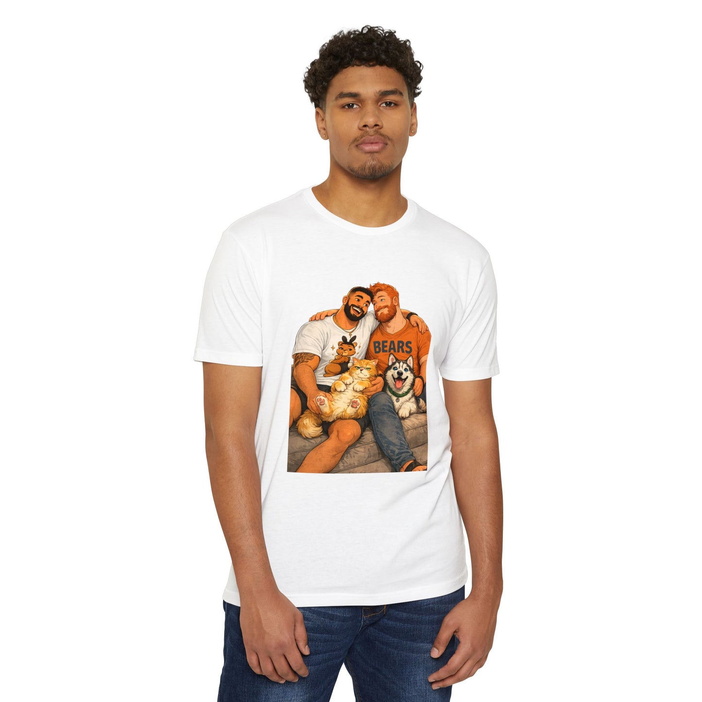 Bear Pride Couple T‑Shirt — Cozy Gay Couple Illustration with Dogs