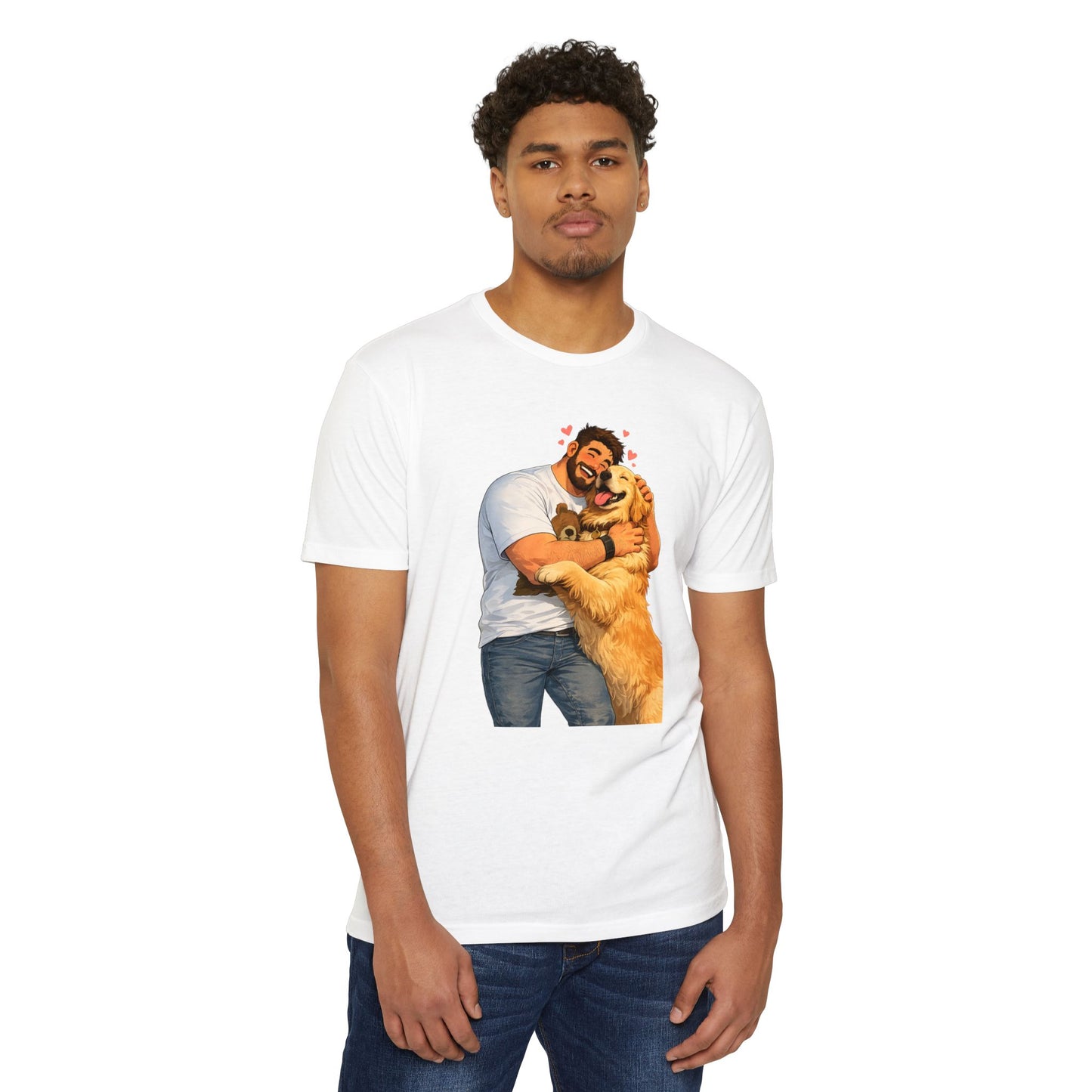 Man Hugging Golden Retriever Illustration | Personalize yours