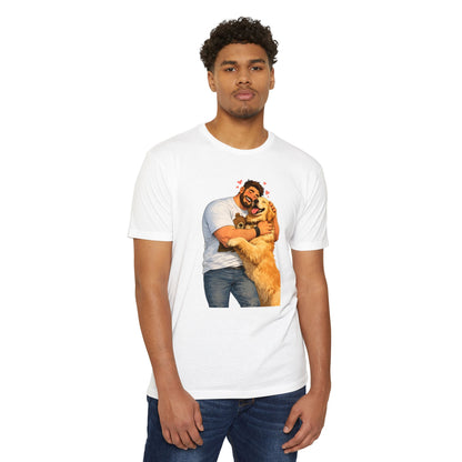 Man Hugging Golden Retriever Illustration | Personalize yours